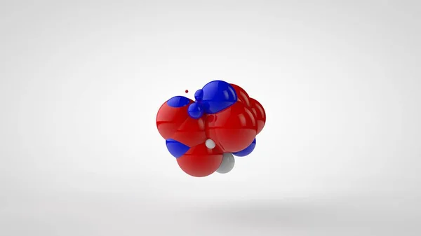 Illustrazione 3D di molte sfere colorate di diverse dimensioni in un unico gruppo. Sfere rosse, blu e bianche isolate su sfondo bianco. Immagine astratta, rendering 3D — Foto Stock