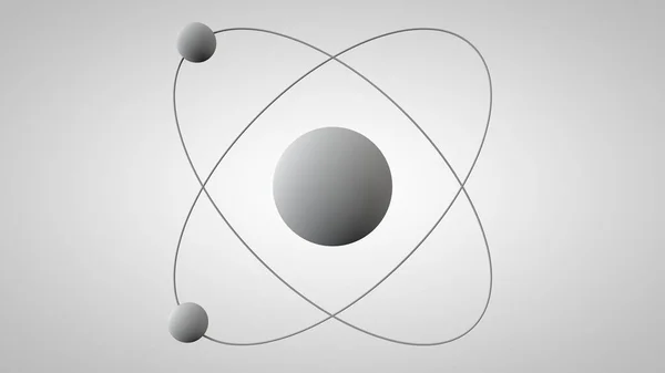 Yörüngelerde bir çekirdek ve iki elektron ile bir atom modelinin 3boyutlu illüstrasyon. Rutherford atomunun yapısının 3d modeli. Fikir, atom enerjisinin sembolü. Beyaz arka plan yalıtılmış 3d render. — Stok fotoğraf