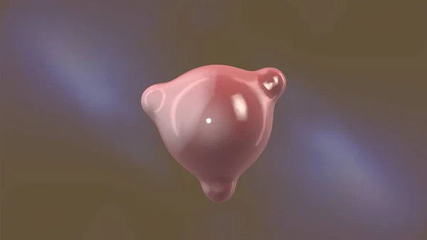 Illustration 3D d'une boule rose au centre et de gouttes de couleur rose à proximité, prêtes à fusionner en une seule. Image abstraite. rendu 3D . — Photo