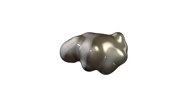Illustration 3D de métal fondu, en gravité nulle. Des gouttes de métal fusionnent entre elles. rendu 3D sur fond blanc, image isolée . — Photo