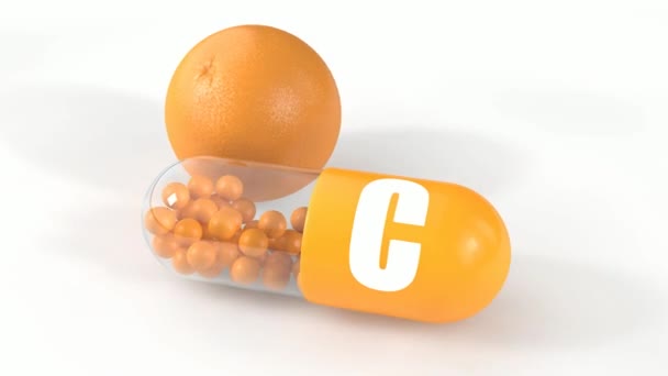 Animación Cápsulas Naranja Vitamina — Vídeos de Stock