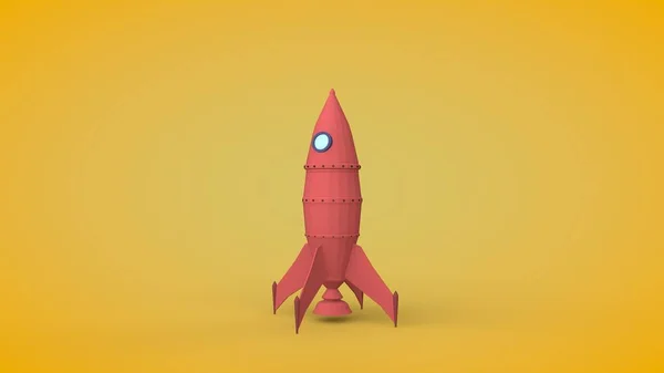 Ilustração 3D do foguete no estilo de baixo poli. Foguete espacial na plataforma de lançamento pronto para voar. Imagem estilizada. Renderização 3D . — Fotografia de Stock