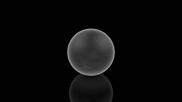 3D illustration of balls of gray on a black background. The spheres are randomly scattered on a black, reflective surface and glow. 3D rendering of futuristic, ideas, objects with perfect surface. — Stock Photo, Image