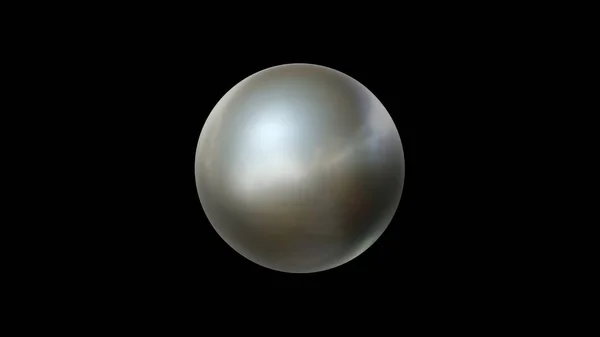 Illustration 3D d'une boule métallique, la sphère est parfaite, sur fond noir, isolée. La seule, unique, une figure géométrique idéale. rendu 3D, futuriste, objet abstrait . — Photo