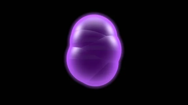 Ilustración 3D de una bola brillante, una esfera púrpura sobre un fondo negro, la aparición de otras bolas. Imagen abstracta, idea de fondo, composición futurista, trabajo científico. Renderizado 3D — Foto de Stock