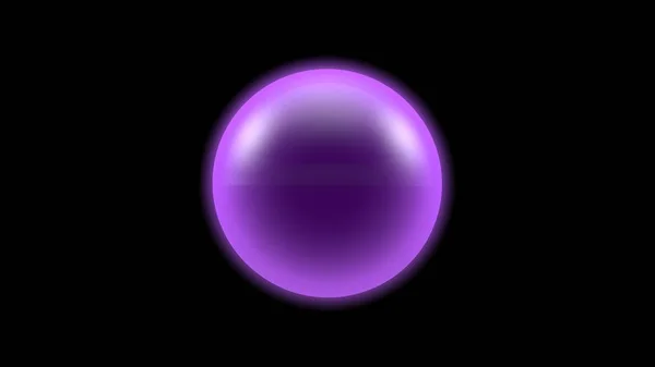 Illustrazione 3D di una palla luminosa, una perfetta sfera viola su sfondo nero. Immagine astratta, idea per sfondo, composizione futuristica. Rendering 3D — Foto Stock