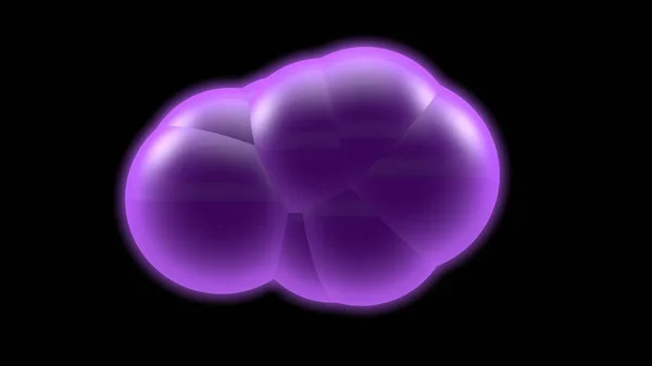 輝くボールの3Dイラスト、黒い背景に紫色の球、他のボールの外観。抽象的なイメージ、背景のためのアイデア、未来的な構成、科学的な仕事。3D レンダリング — ストック写真