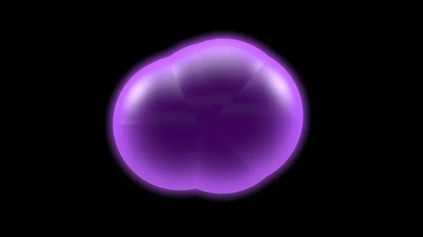 Ilustrasi 3D dari bola bercahaya, bola ungu pada latar belakang hitam, penampilan bola lainnya. Gambar abstrak, ide untuk latar belakang, komposisi futuristik, karya ilmiah. Perender 3D — Stok Foto
