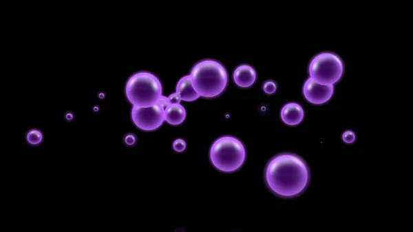 3D illustration of a purple object, a gas cloud of high-temperature plasma. Lots of purple plasma droplets in space. Abstract image of futuristic black background. 3D rendering isolated.