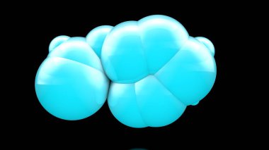 Siyah bir arka plan üzerinde uzayda çok güzel mavi topları 3d illüstrasyon. Güzellik ve uyum, kar bulutları ve kar yığınları fikri. 3d işleme, izole.