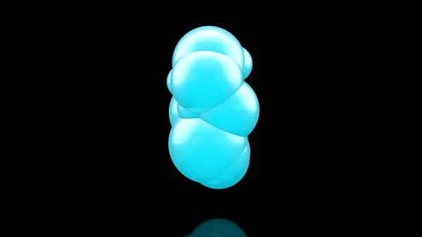Ilustración 3D de muchas hermosas bolas azules en el espacio sobre un fondo negro. Objetos geométricos en el espacio. La idea de belleza y armonía, nubes de nieve y ventisqueros. Renderizado 3D, aislado . —  Fotos de Stock
