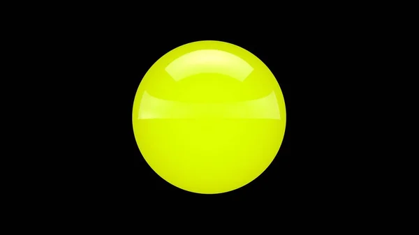 Illustration 3D d'une boule jaune sur fond noir. Représentation abstraite d'une figure géométrique parfaite. rendu 3D — Photo