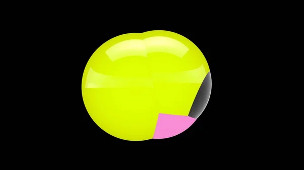 Illustration 3D de nombreuses boules colorées dans l'espace, réparties aléatoirement, sur un fond noir, au-dessus de la surface réfléchissante. rendu 3D, abstraction. Surréalisme, arrière-plan . — Photo