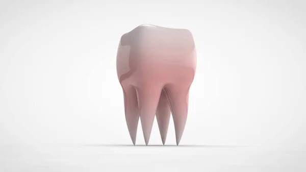 Illustrazione 3D di un dente umano malato isolato su uno sfondo bianco. Il dente è rosso, l'idea di malattia, assistenza sanitaria . — Foto Stock