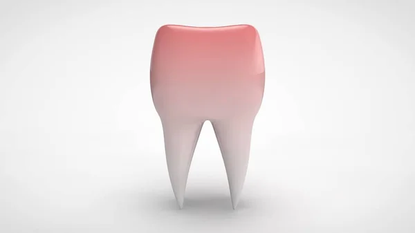 3d 在白色背景上隔离的患病人类牙齿的插图。牙齿是红色的，疾病的想法，保健. — 图库照片