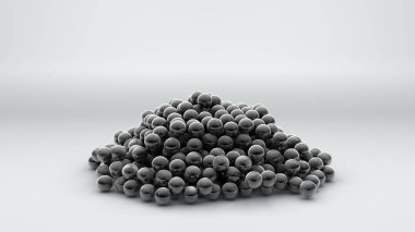 Bir neocube, birçok krom kaplama manyetik metal topları oluşan bir geometrik şekil 3d render. Neocube beyaz bir yüzeyüzerinde yok edilir, izole. Fütüristik soyut 3d tasarım. 3d render.