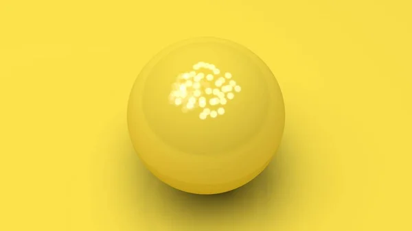 Imagem 3D de uma bola amarela sobre um fundo amarelo. Esfera um, está linda. Ilustração para desktop Wallpaper. 3D Wallpapers, renderização 3D — Fotografia de Stock