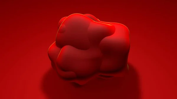 3D illustration Ismatova the red ball. The virus is on the red surface. 3D rendering of geometry object, monotonous coloring, futuristic background, abstraction. Wallpapers for your desktop. — Stock Photo, Image