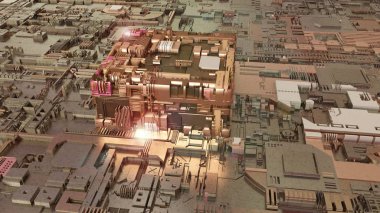 Geometrik bir nesnenin soyut fütüristik arka plan görüntüsünün 3boyutlu görüntüsü. Fütüristik, elektronik tasarım birçok unsuru ile Küp. Gelecek fikri, Ai..