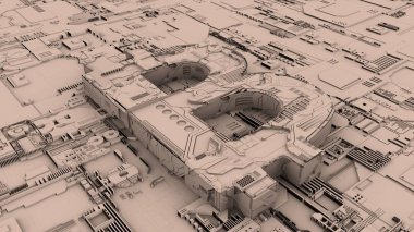 Bitcoin kripto para birimi sembolünün kil işlemesi. Bitcoin sembolü birçok elektronik elementin teknolojik yüzeyinde yer alır. 3d render soyut ekran koruyucular dijital finansal sistem.