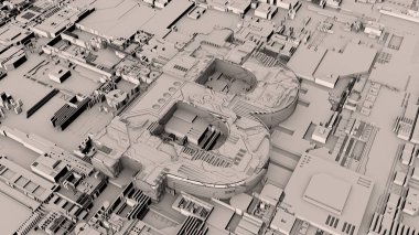 Bitcoin kripto para birimi sembolünün 3d render. Fütüristik tasarım. Arka plan görüntüsü, masaüstü, geleceğin fantastik kompozisyonlar için Soyutlama. Bitcoin için yarı iletkenlerin birçok unsuru.