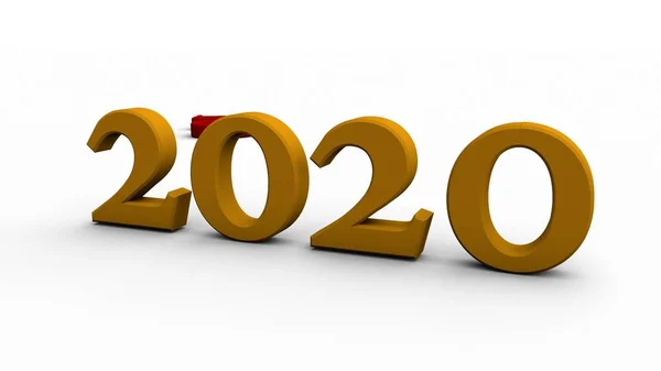 Εικόνα 3D εικόνες 2020. Σύμβολο του νέου έτους, διακοπές, γιορτές. απόδοση 3D για ημερολόγια και χριστουγεννιάτικα τραγούδια. Νέο έτος σύμβολο απομονώνεται σε λευκό φόντο. — Φωτογραφία Αρχείου