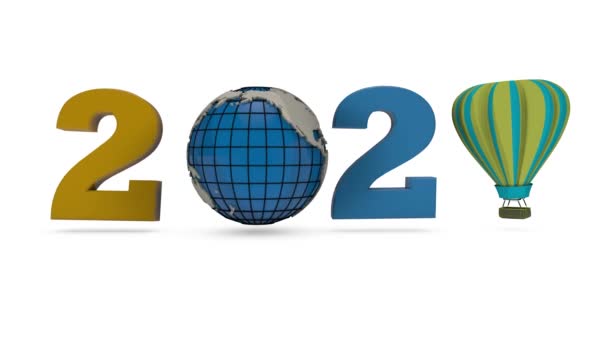 Animación Del Planeta Tierra Globo Formando Fecha 2020 Año Nuevo — Vídeos de Stock