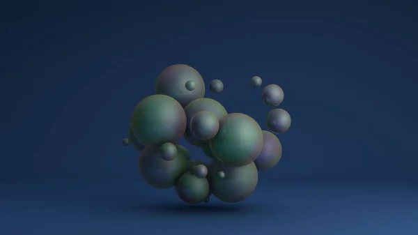 3D изображение скопления шаров разных размеров с радужной оболочкой. 3D рендеринг для абстрактных композиций и футуристического дизайна. Идея для скринсейверов, обоев, фоновых композиций . — стоковое фото