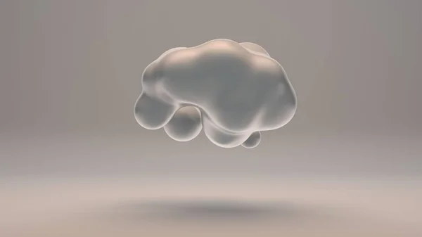 3D-Darstellung von Perlentropfen auf weißem Hintergrund. Tropfen weißer Flüssigkeit im Weltraum und Schwerelosigkeit verschmelzen miteinander. abstraktes, futuristisches Design isoliert auf weißem Hintergrund. — Stockfoto