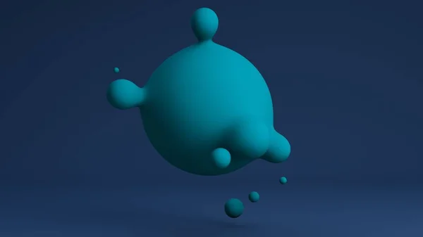 Rendering Liquido Blu Non Trasparente Grande Sfera Fonde Con Piccola — Foto Stock