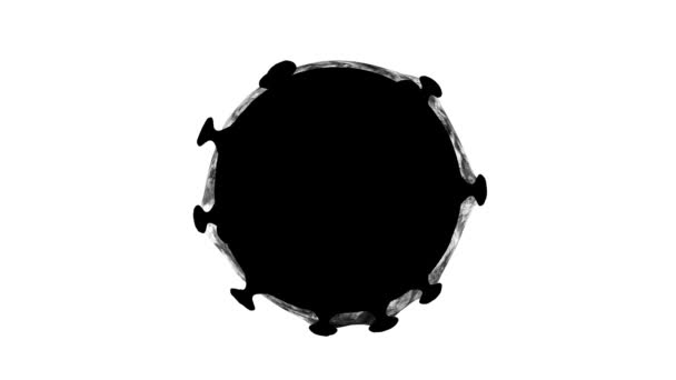 コロナウイルスになる黒いボールのアニメーション 黒いテンプレート シルエット 白い背景の作品のためのマスク — ストック動画
