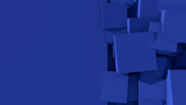 Абстрактна Анімація Набору Синіх Кубів Зливаються Твердому Тлі Розпадаються Футуристична — стокове відео
