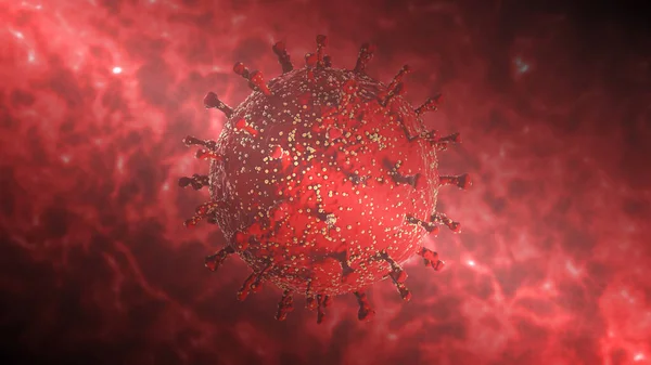 Rendering Uno Sfondo Medico Rosso Con Covind Batteri Coronavirus Illustrazione — Foto Stock