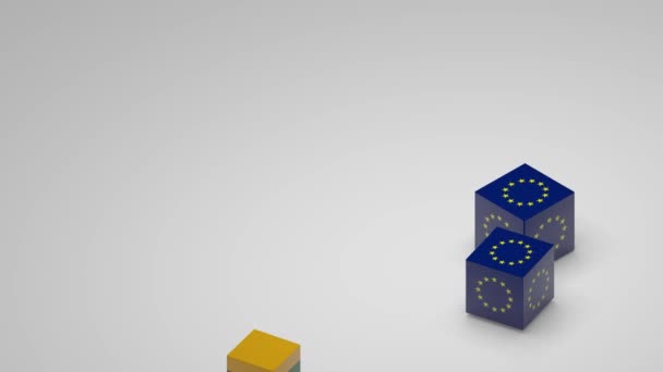 Анимация Невозможного Треугольника Флагами Украины Польши Литвы Кубиками Символом Европейского — стоковое видео