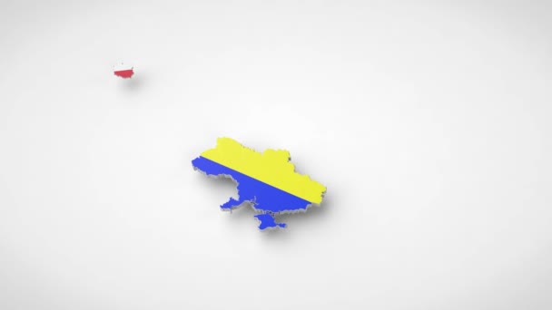 Animation Της Εμφάνισης Των Χαρτών Της Πολωνίας Της Ουκρανίας Και — Αρχείο Βίντεο