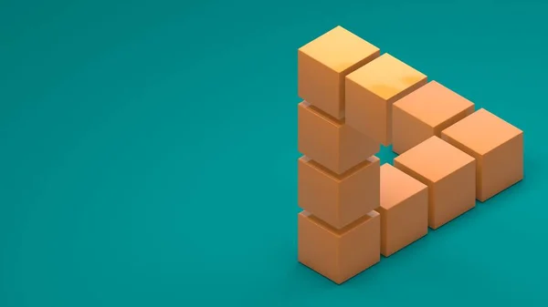 Візуалізація Неможливого Трикутника Кубиків Головоломка Ізольована Однорідному Тлі Простір Ліворуч — стокове фото