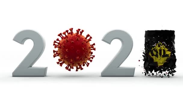 Animation Της Νέας Χρονιάς 2021 Ένα Βαρέλι Λάδι Και Coronavirus — Αρχείο Βίντεο