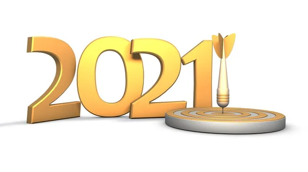 Rendering Della Data Dell Anno Oro 2021 Bersaglio Oro Con — Foto Stock