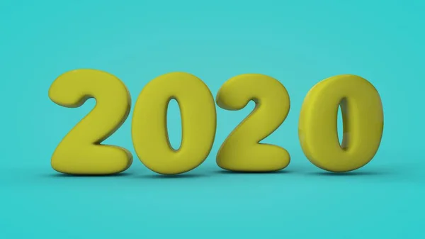 Renderização Data 2020 Imagem Estilo Design Movimento Amarelo 2020 Sobre — Fotografia de Stock