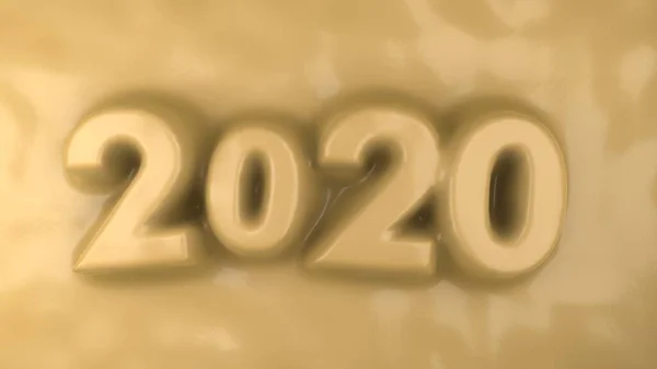 Rendu Date Nouvelle Année 2020 Date Sur Fond Jaune Gélatineux — Photo