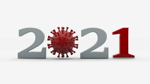 Representación Fecha 2021 Coronavirus Rojo Covid Lugar Cero Imagen Está —  Fotos de Stock
