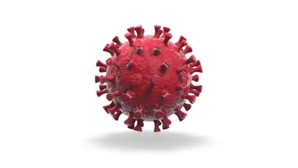 Animación Coronavirus Rojo Sobre Fondo Blanco Coronavirus Gira Mueve Sus — Vídeo de stock