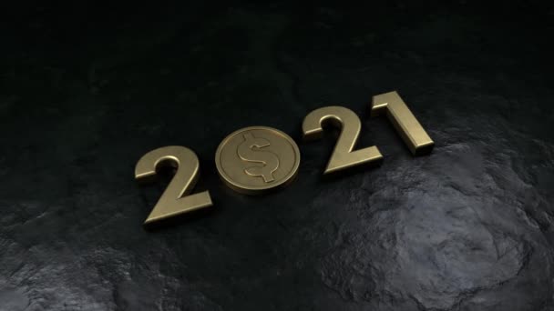 Animation Falling Coin Gold Dollar Which Forms Date 2021 New — Stock Video