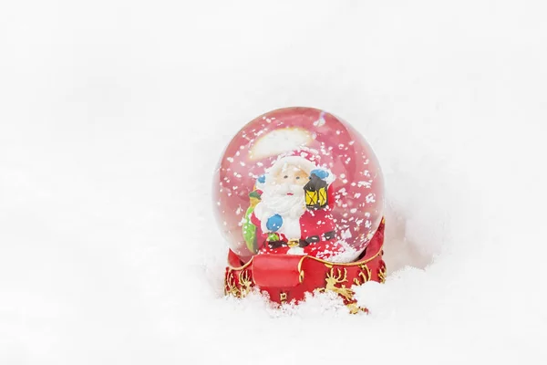 Funny Cute Santa Claus Snow Globe Snow Christmas Decoration Concept — Stock Photo, Image