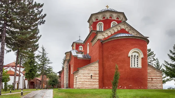 Célèbre Monastère Orthodoxe Zica Kraljevo Église Sainte Dormition Monastère Romain — Photo