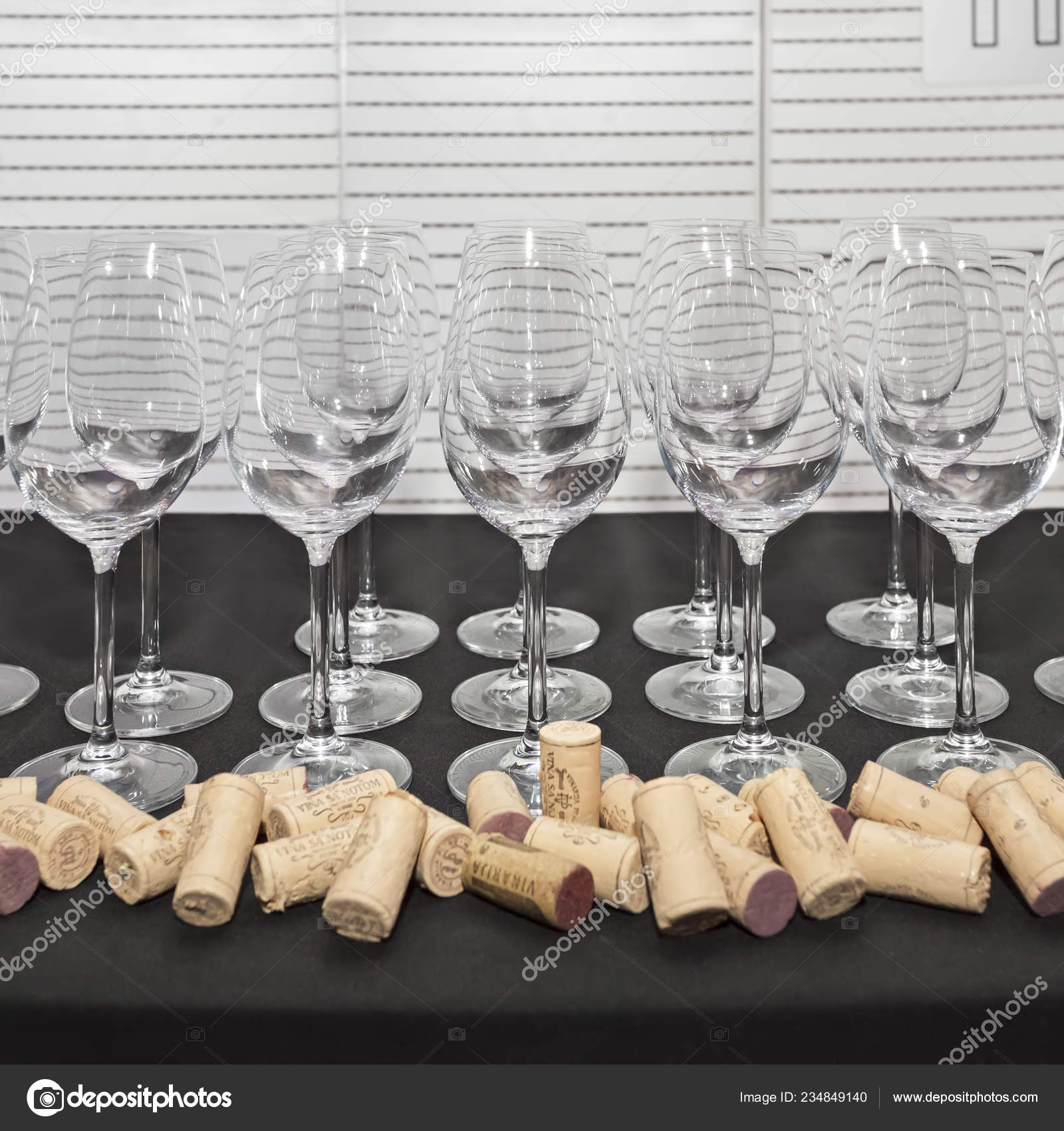 Empty White Wine Glasses Decoration Wine Corks Ready Testing Wine