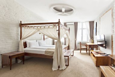 Lüks modern yatak odası iç gölgelik yatak