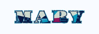 Mary kavramı renkli soyut tipografi yazılı kelime. Vektör Eps 10 kullanılabilir.