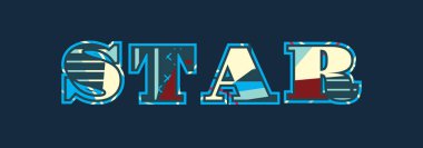 Renkli soyut tipografi yazılı kelime Star kavramı. Vektör Eps 10 kullanılabilir.