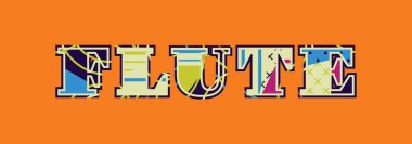 Renkli soyut tipografi yazılı kelime flüt kavramı. Vektör Eps 10 kullanılabilir.